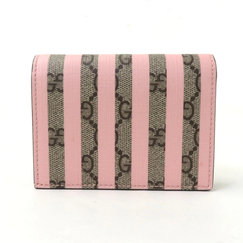 Gucci Cream Brown Supreme canvas fold GG wallet Bi e Pink Brown Pink